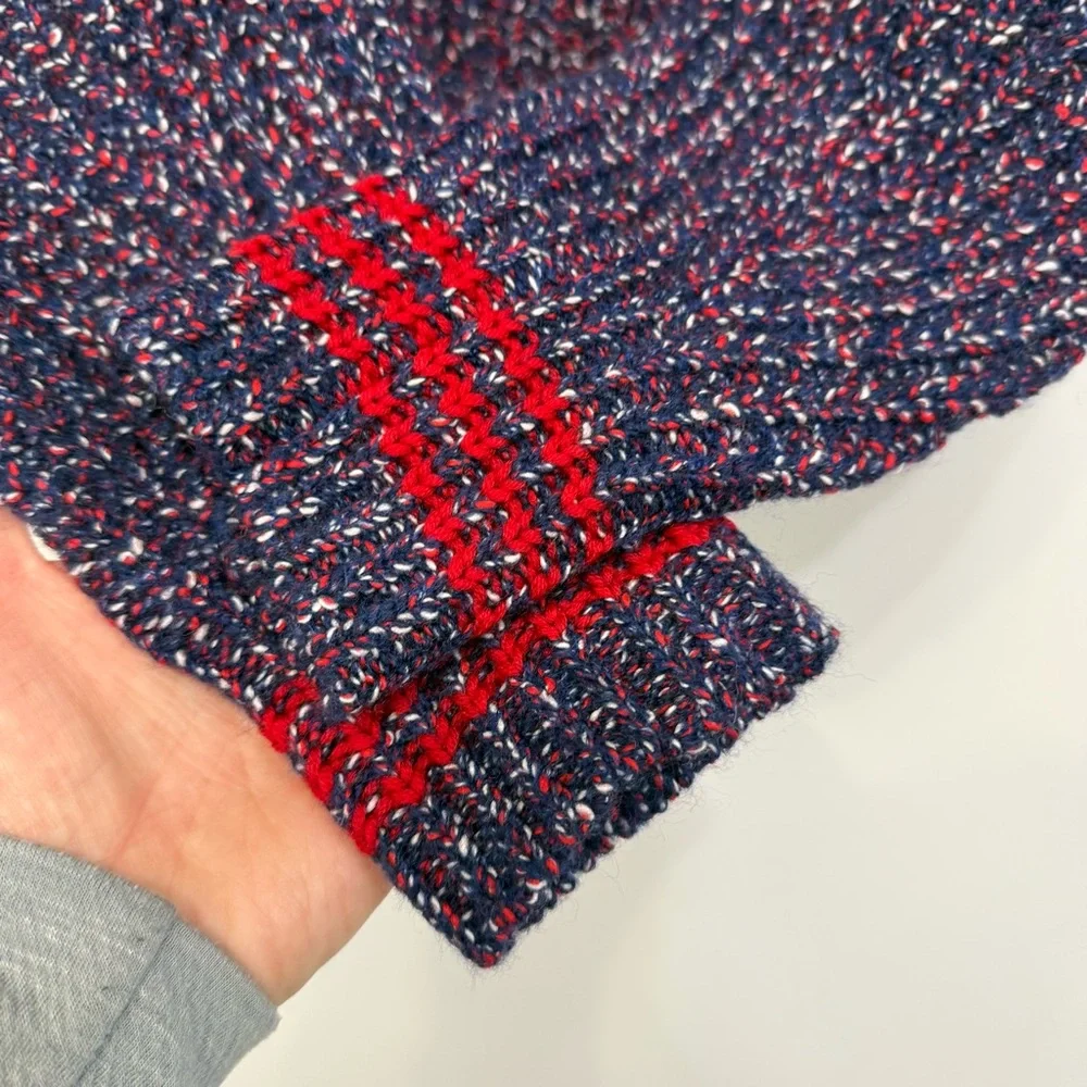 Rag & Bone Cheryl Rib Knit Sweater Navy Blue Red Wool Blend Women's XS Classic
